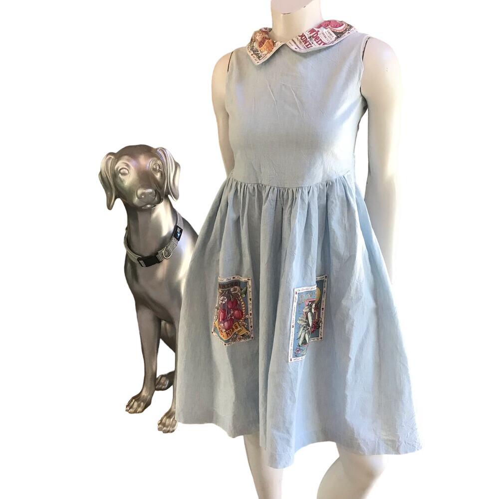 Vintage Posies Women of Maine Farmers Market Cotton Dress w Tie Women's Size 10 - Picture 1 of 13